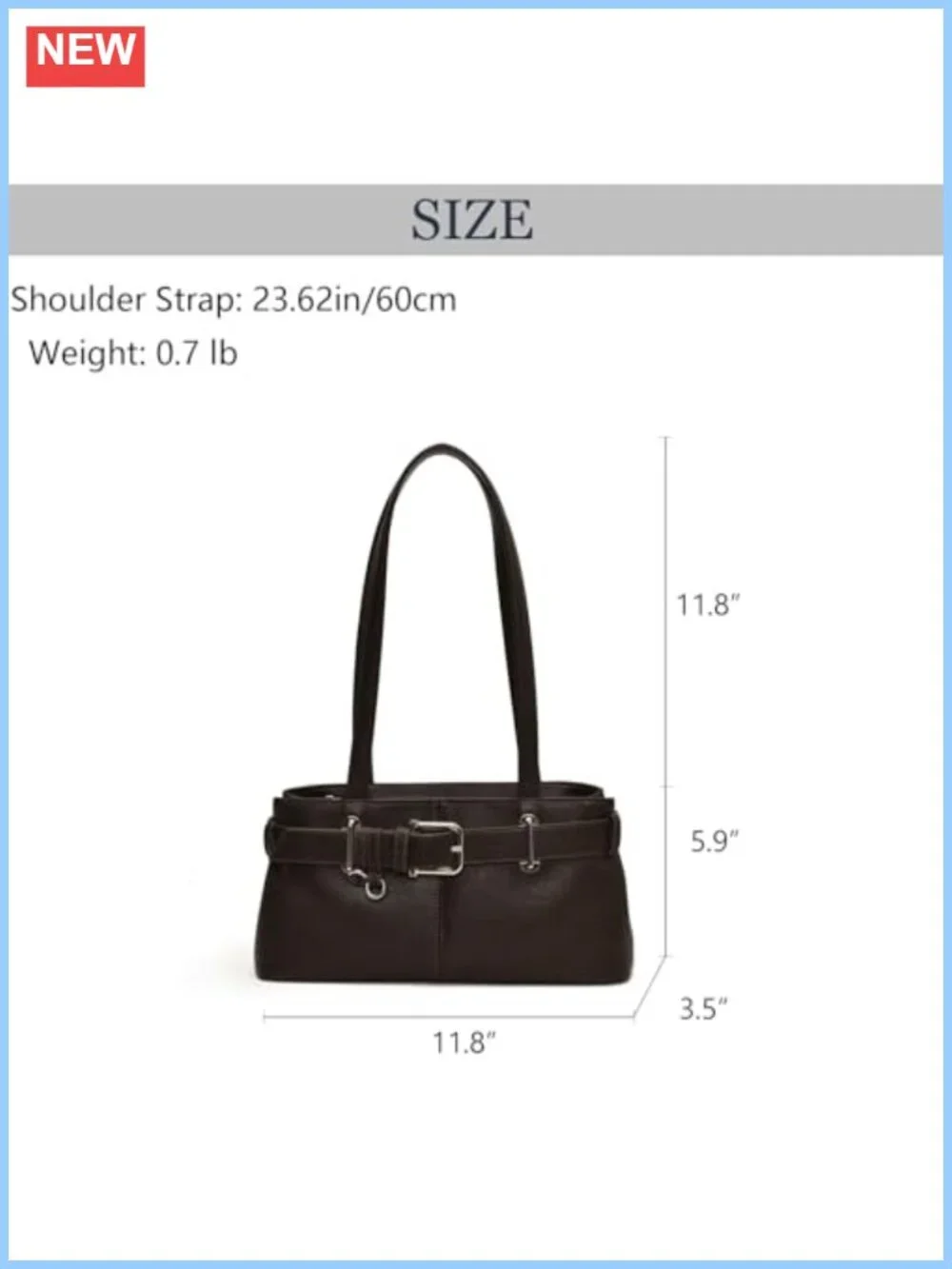 Y2K Hobo Shoulder Bag PU Leather Belt Buckle Underarm Satchel Handbag